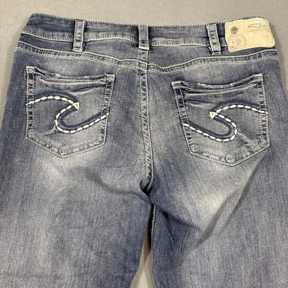 Silver Jeans Aiko Mid Capri WOMENS 31/22 1/2 WHISKERING THICK STITCH